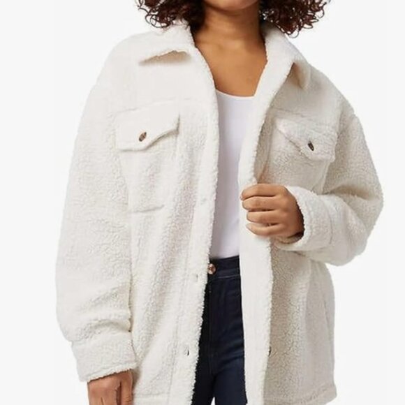 32 Degrees Jackets & Blazers - 32 Degrees Women's Cozy Fleece Shirt Jacket Oversized - Cream XL/XXL